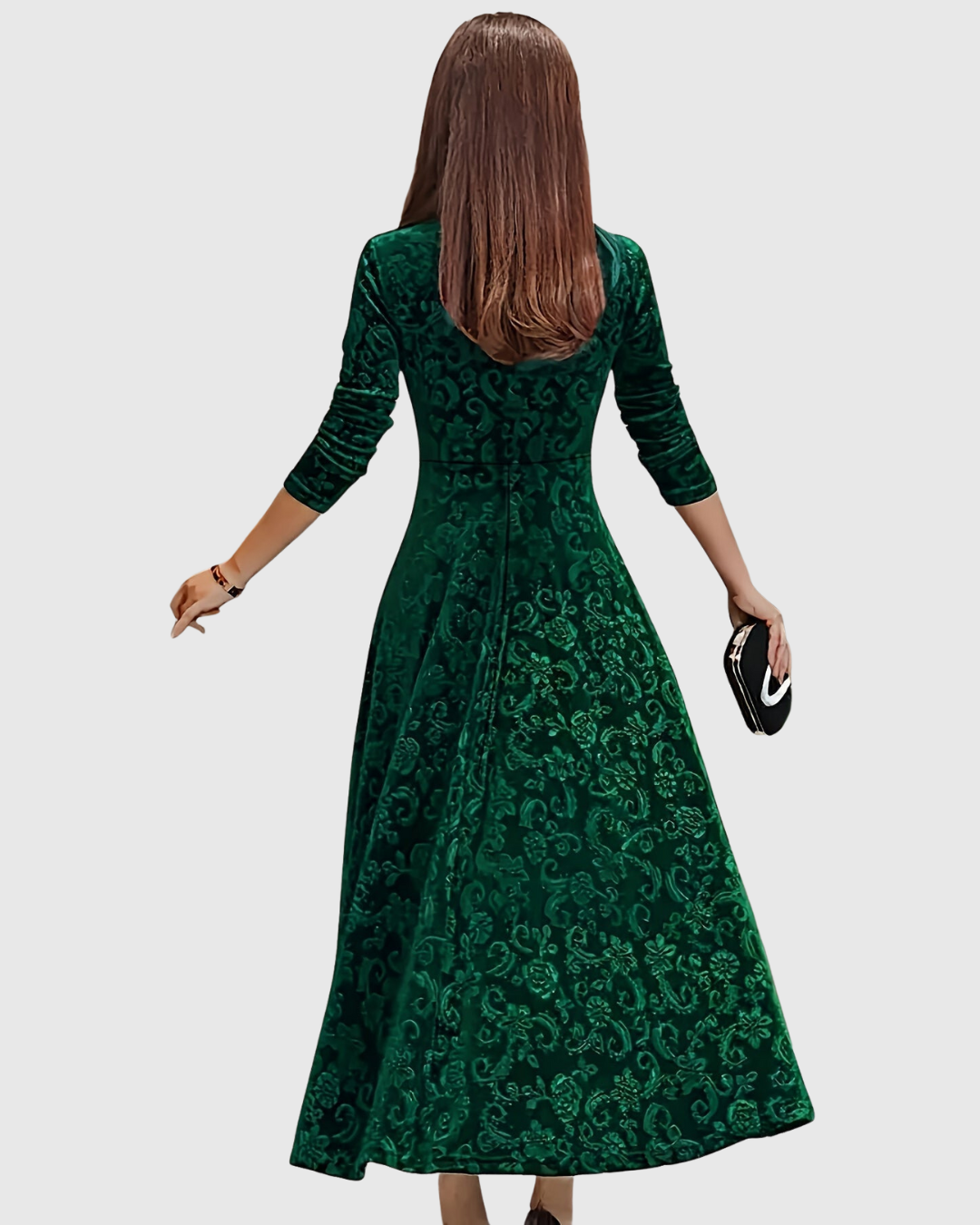 Elyra | Velvet Floral Midi Dress
