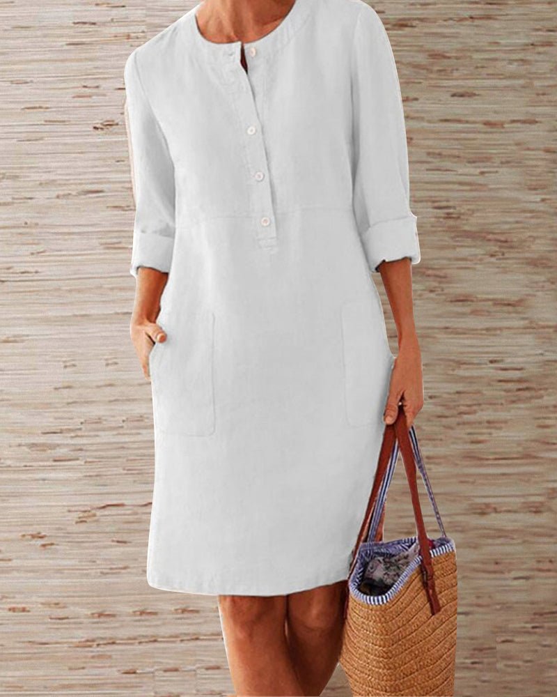Matilda | Linen Blend Buttoned Dress