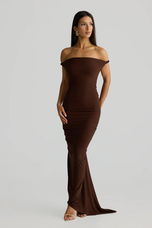 Alina | Silhouette-Shaping Evening Dress - Brown
