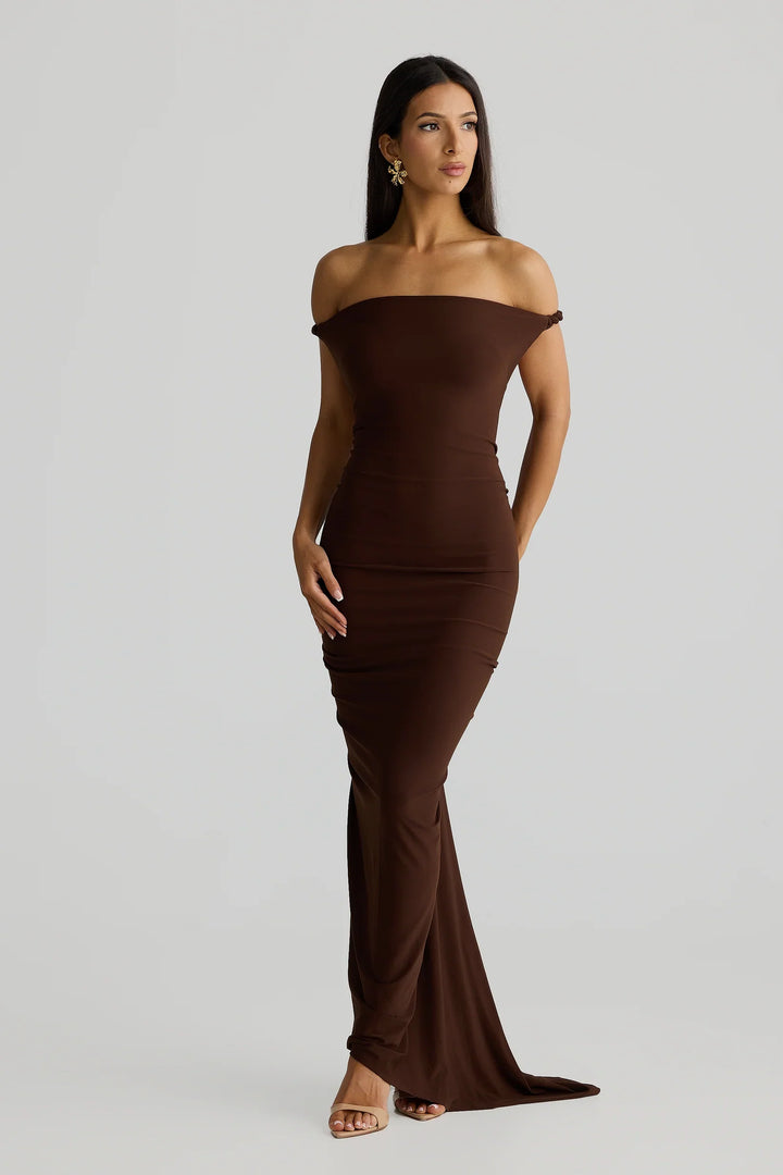 Alina | Silhouette-Shaping Evening Dress - Brown
