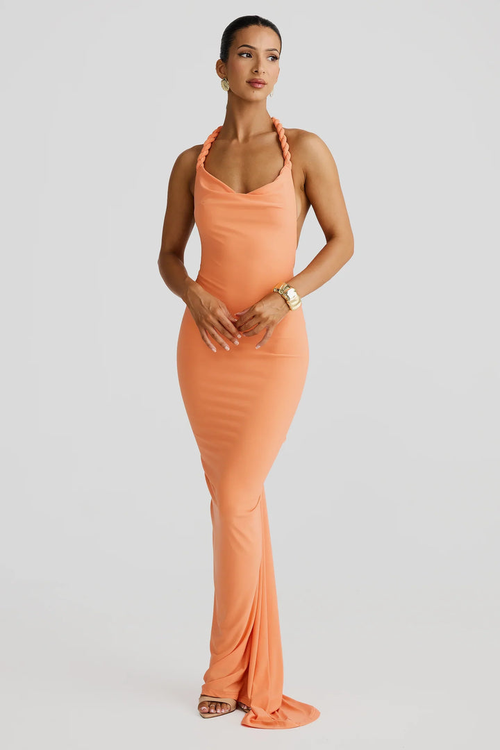 Alina | Silhouette-Shaping Evening Dress - Papaya