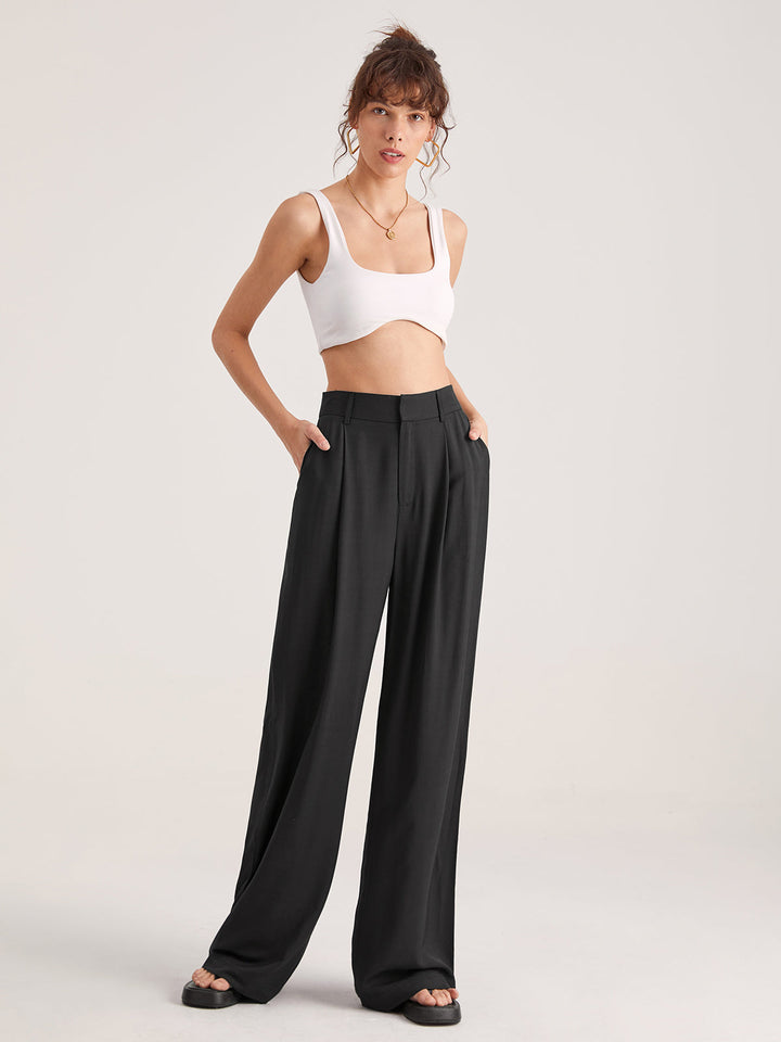 Nadia | Elegant High-Waist Pleated Pants