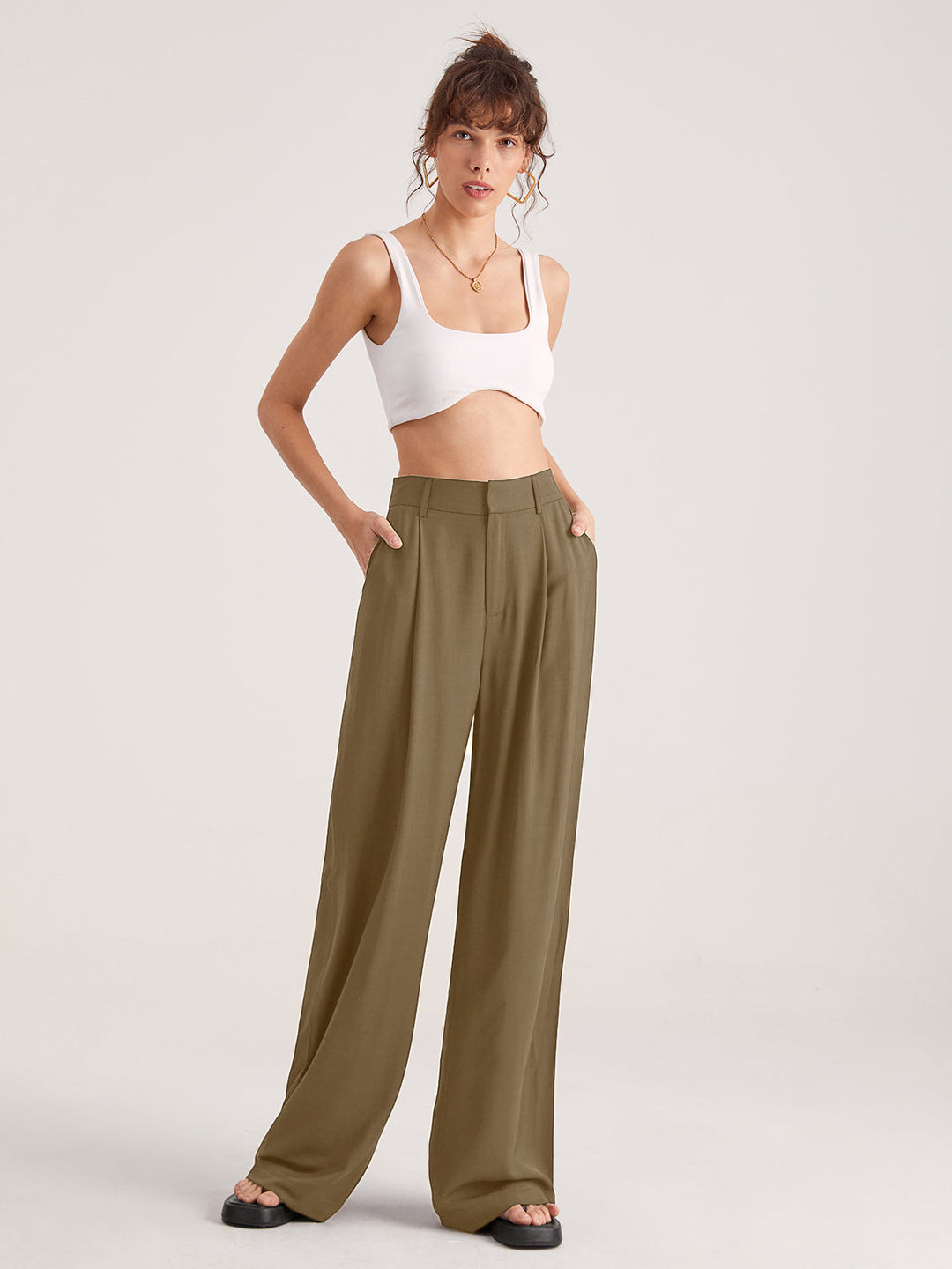 Nadia | Elegant High-Waist Pleated Pants