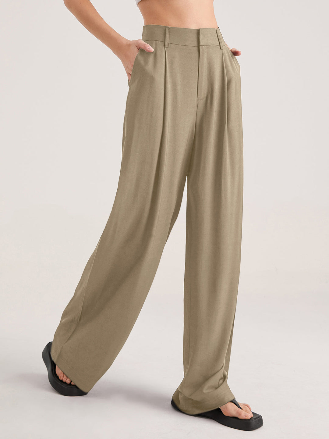 Nadia | Elegant High-Waist Pleated Pants