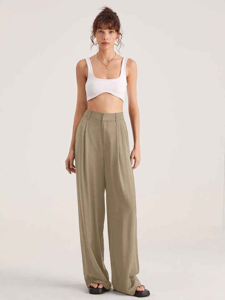 Nadia | Elegant High-Waist Pleated Pants