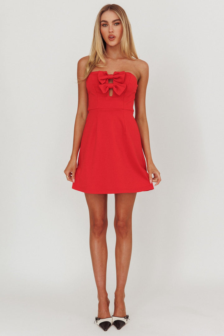 Elara | Strapless Mini Dress - Red