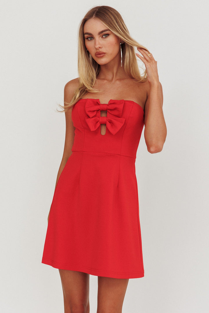 Elara | Strapless Mini Dress - Red