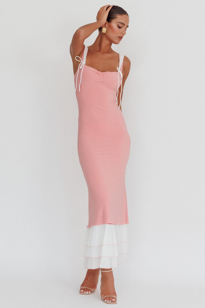 Vivienne | Ruffle Hem Maxi Dress - Pink