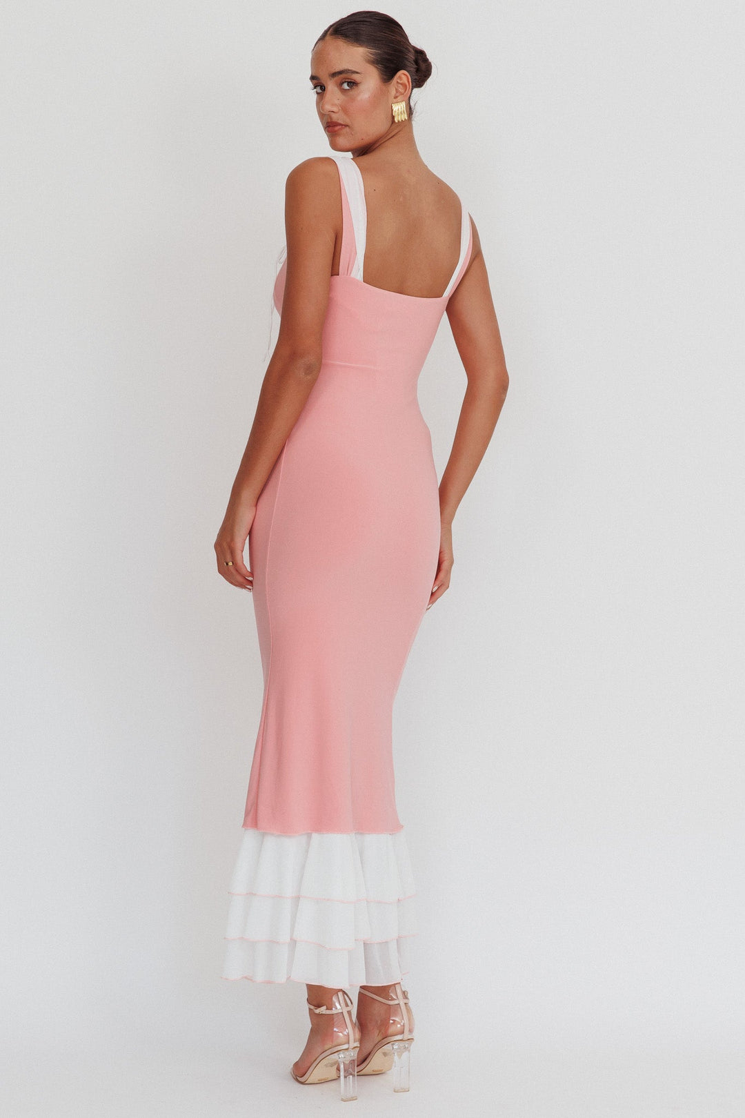Vivienne | Ruffle Hem Maxi Dress - Pink