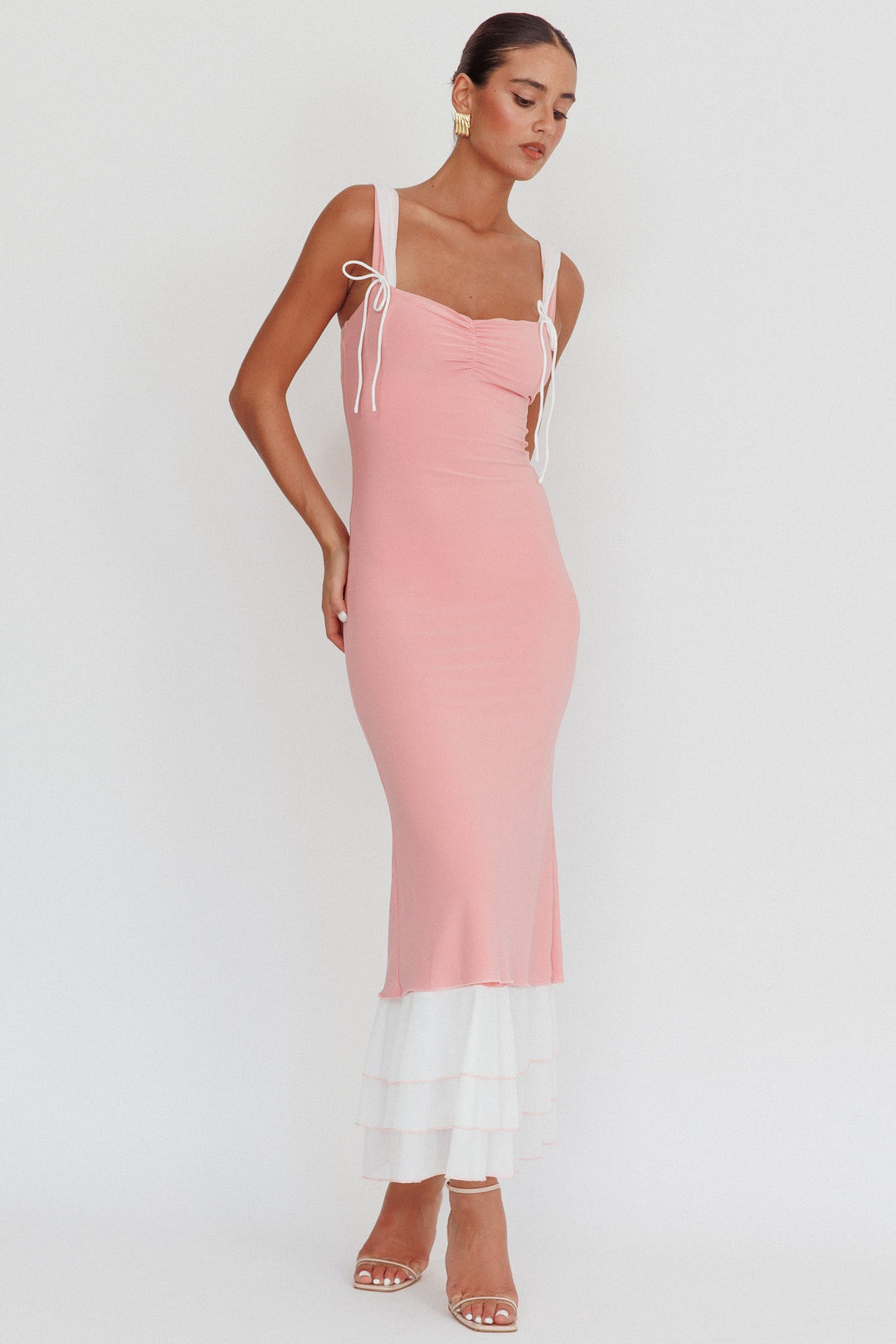 Vivienne | Ruffle Hem Maxi Dress - Pink