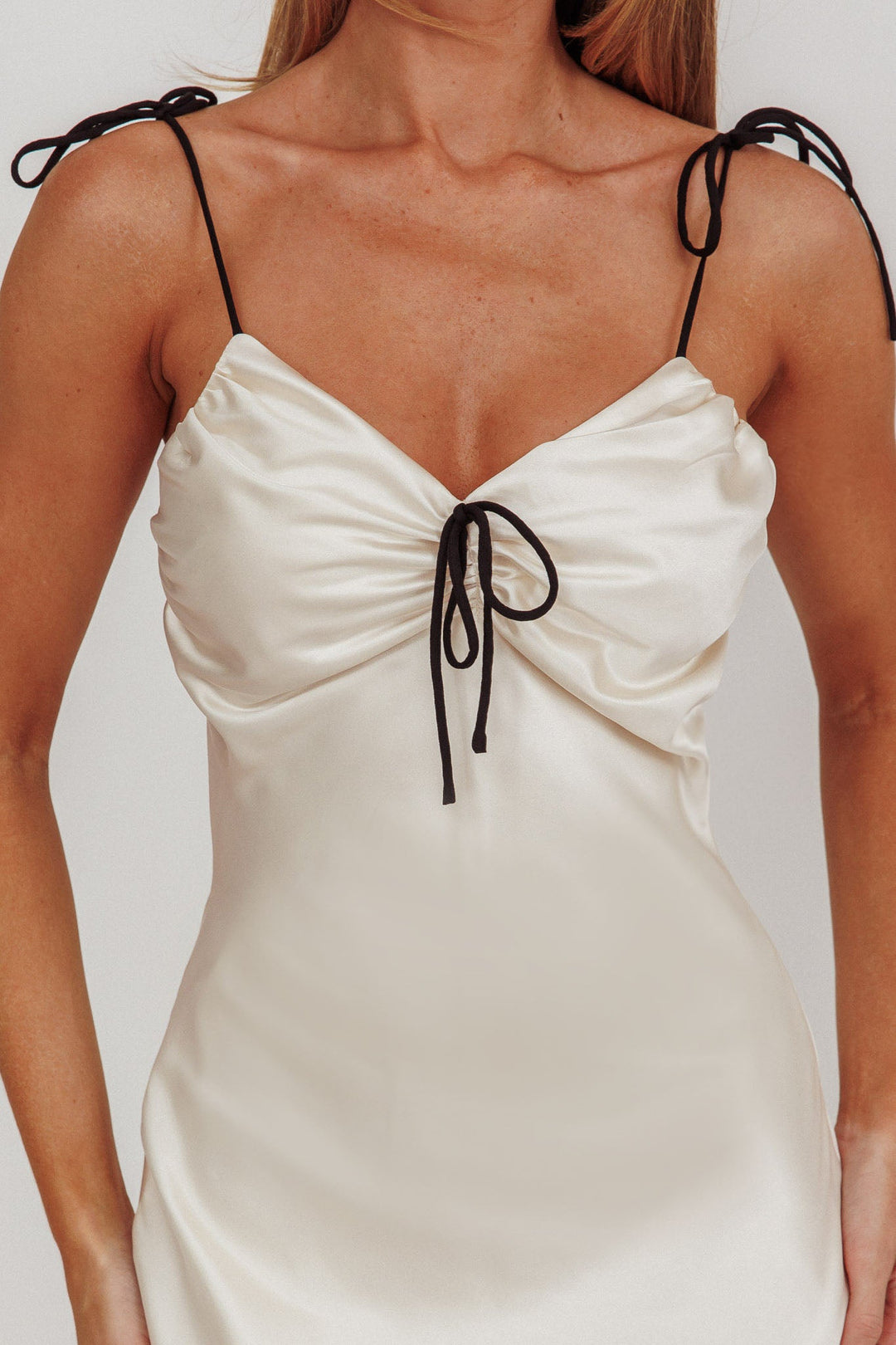 Celeste | Satin Maxi Dress - Oyster