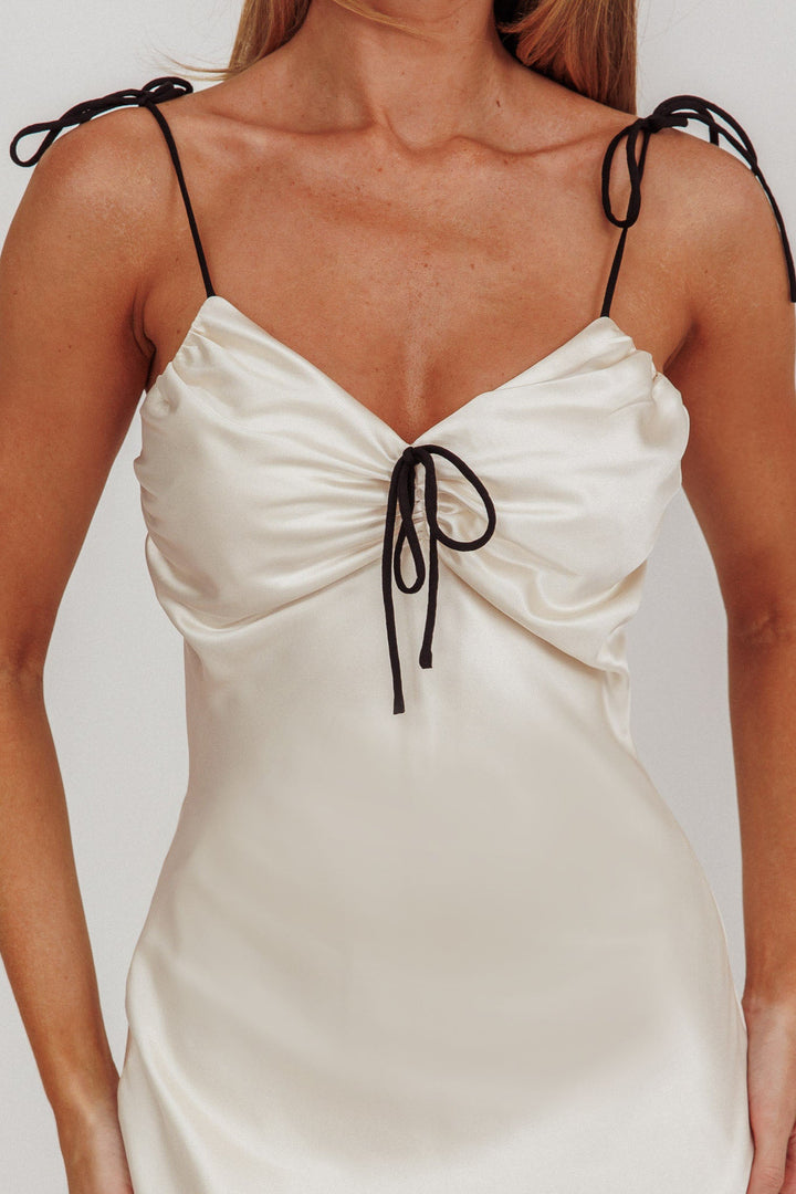Celeste | Satin Maxi Dress - Oyster