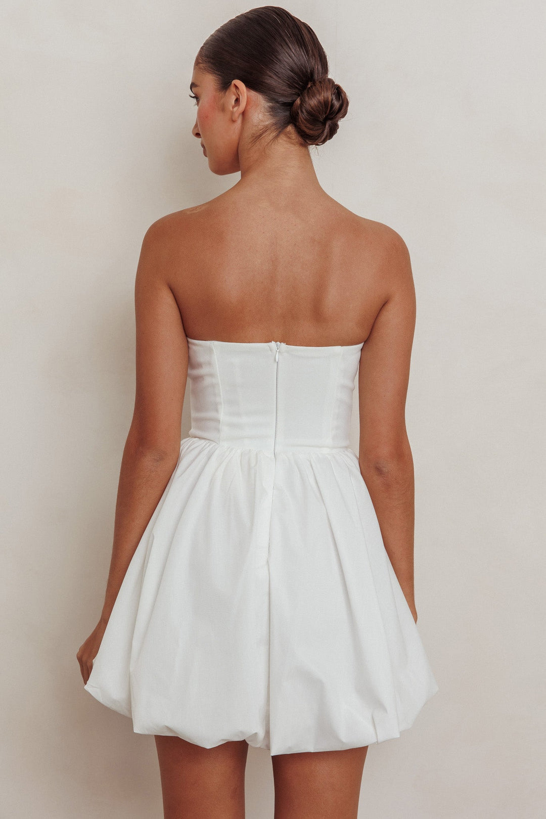 Isadora | Bubble Hem Mini Dress - White