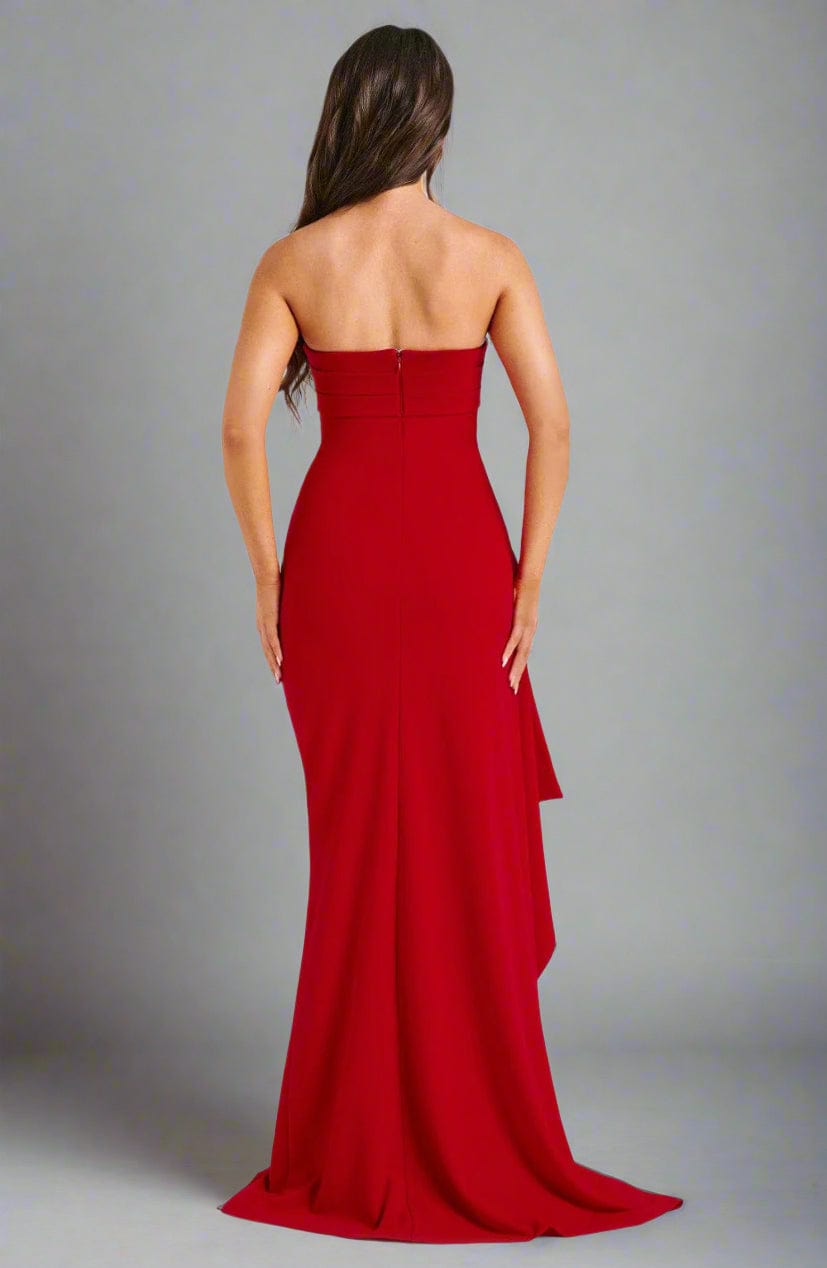 Belladonna | Strapless Ruched Maxi Dress - Red