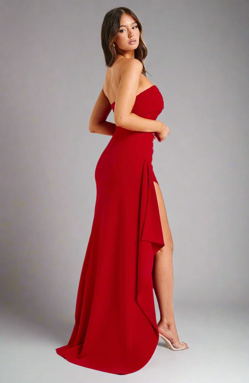 Belladonna | Strapless Ruched Maxi Dress - Red