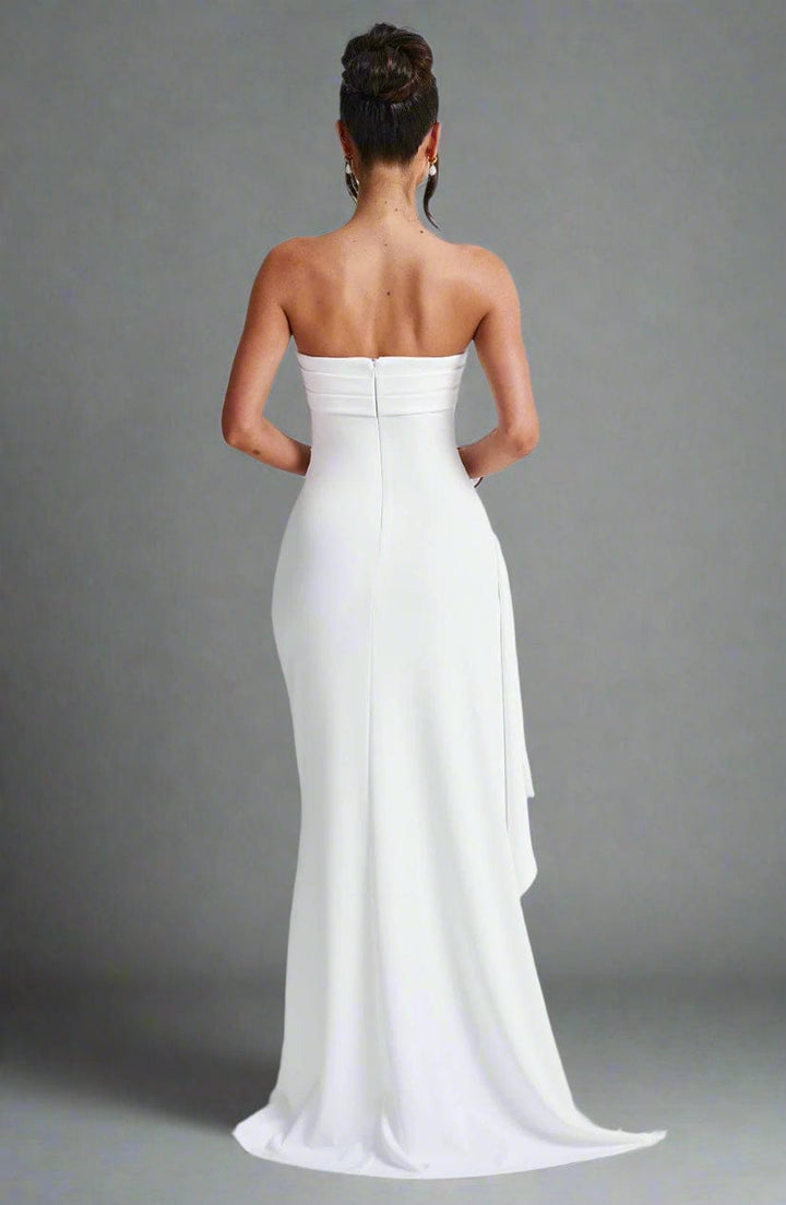 Belladonna | Strapless Ruched Maxi Dress - White