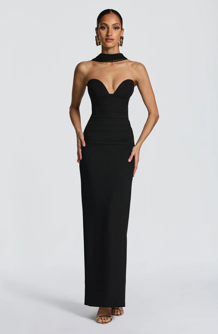 Alba | Sculpted Muse Maxi Dress - Black