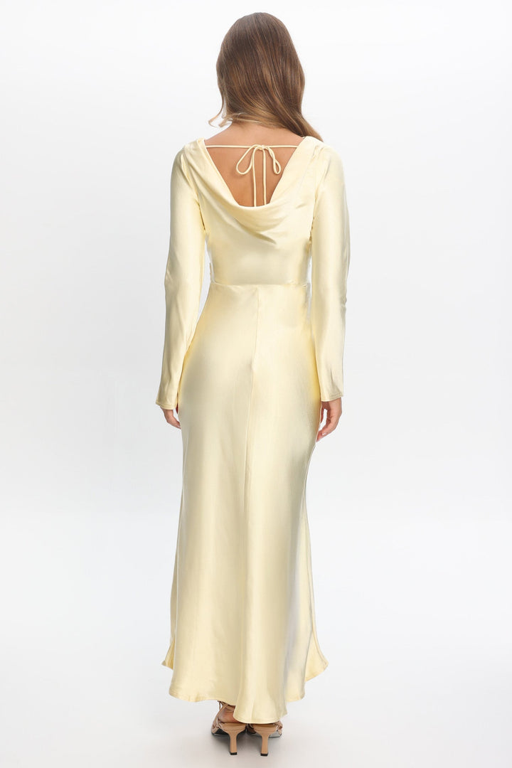 Loveland | Elegant Satin Midi Dress - Butter