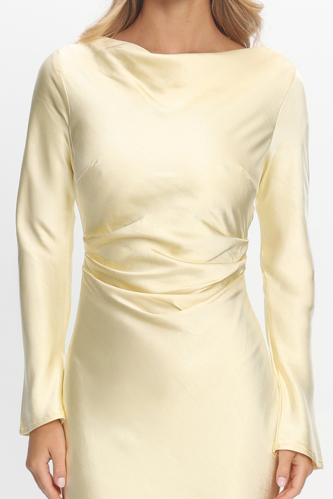 Loveland | Elegant Satin Midi Dress - Butter