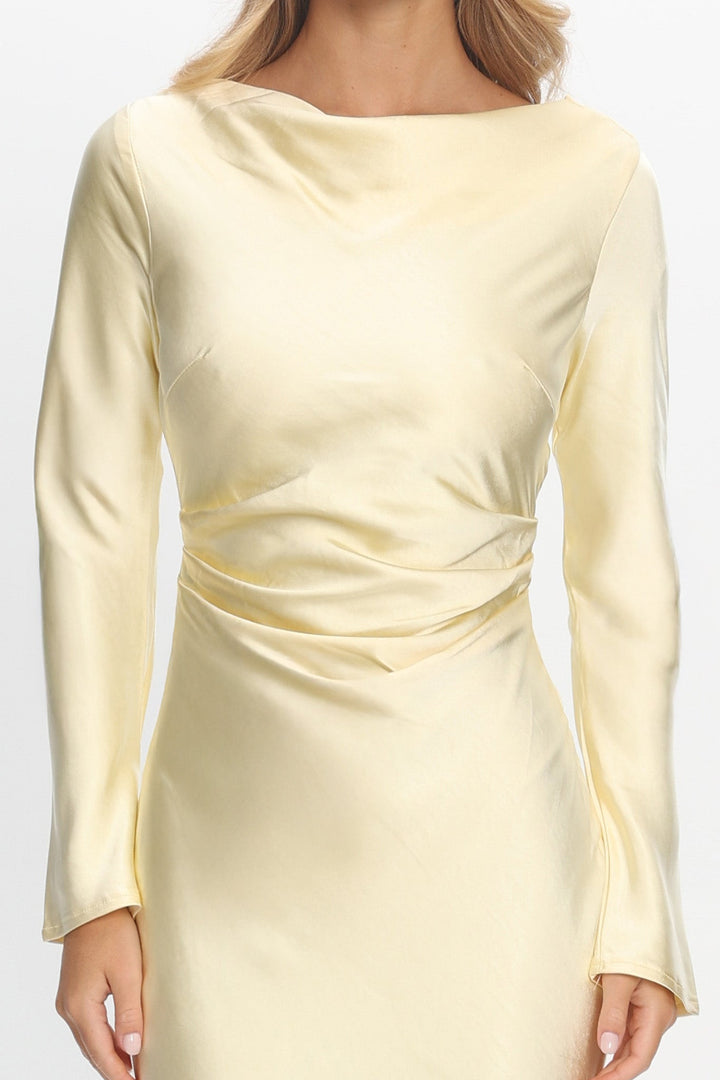 Loveland | Elegant Satin Midi Dress - Butter