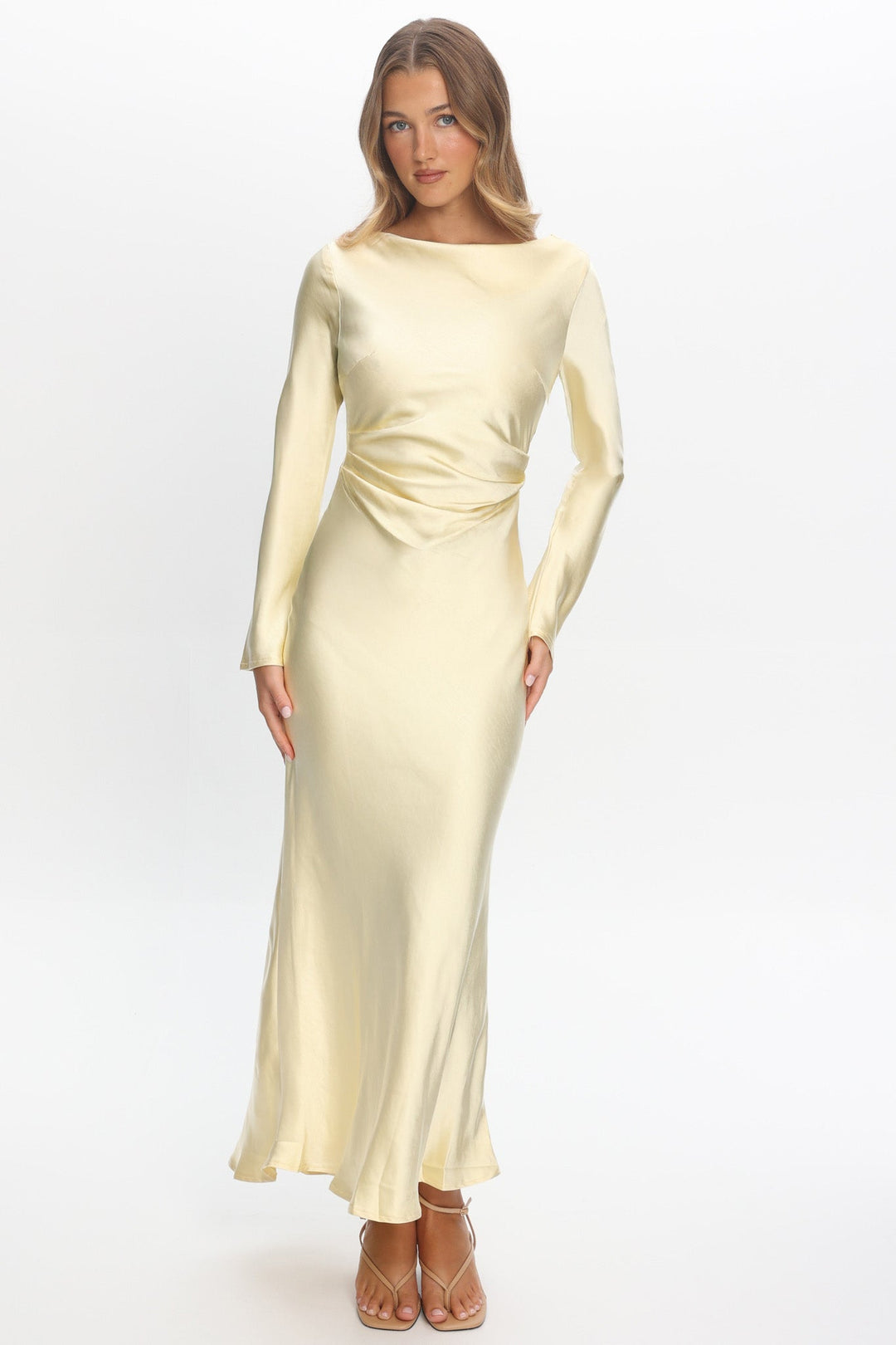 Loveland | Elegant Satin Midi Dress - Butter