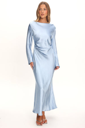 Loveland | Elegant Satin Midi Dress - Ice