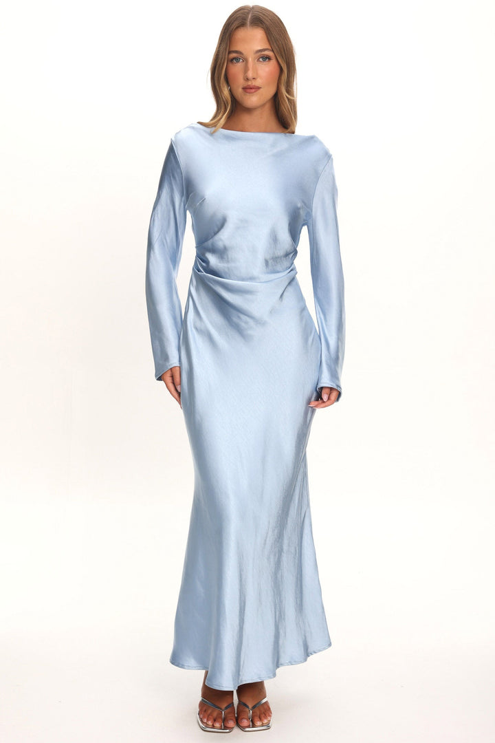 Loveland | Elegant Satin Midi Dress - Ice