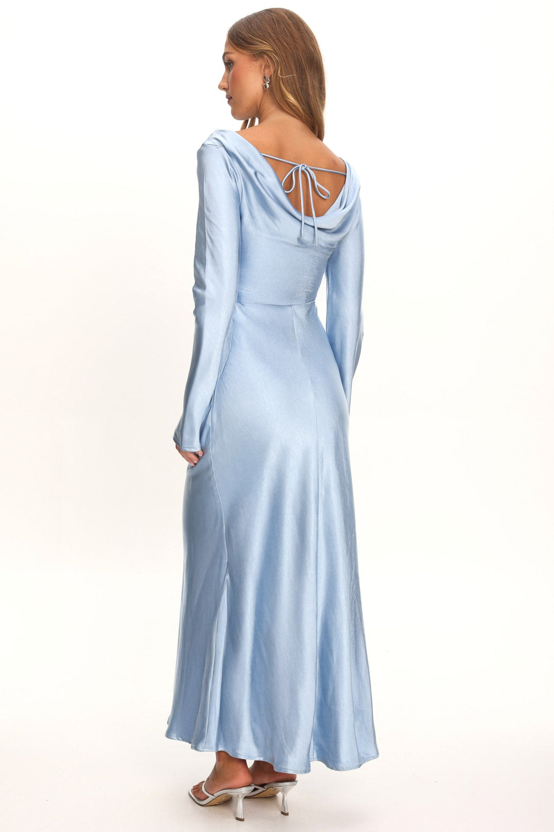Loveland | Elegant Satin Midi Dress - Ice
