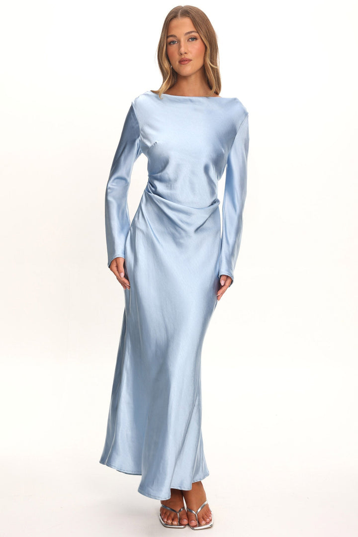 Loveland | Elegant Satin Midi Dress - Ice