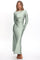 Loveland | Elegant Satin Midi Dress - Sage
