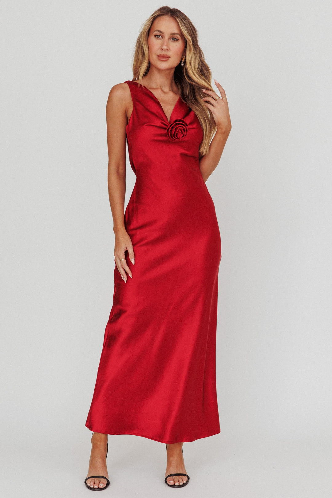 Isabella | Satin Maxi Dress - Wine
