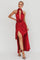 Italia Azure | Satin Maxi Dress - Red
