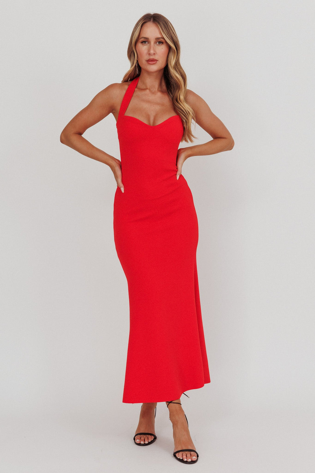 Selene | Bodycon Maxi Dress - Red