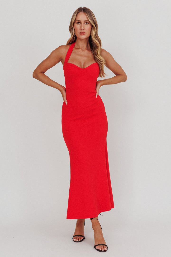 Selene | Bodycon Maxi Dress - Red