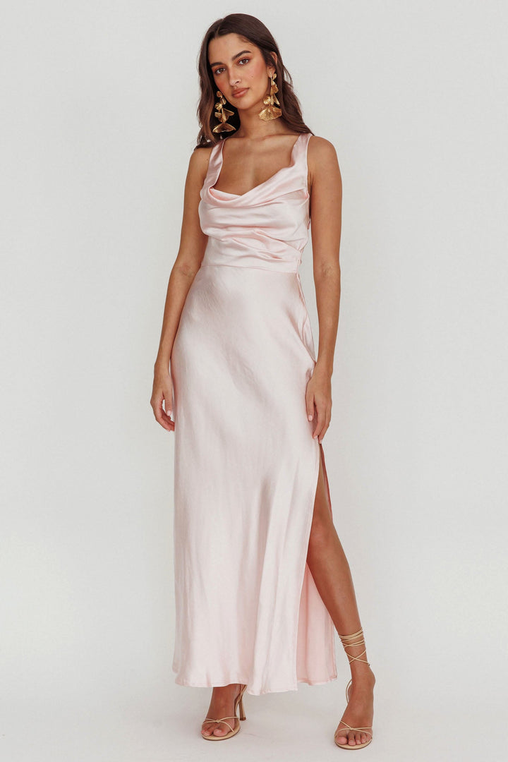 Sitara | Satin Maxi Dress - Blush