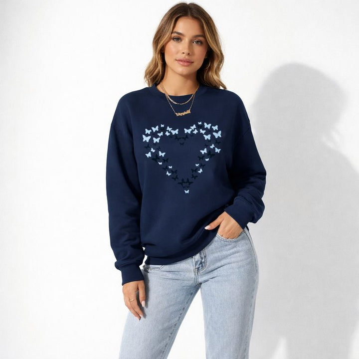 Blue Butterfly Heart Sweatshirt | Together Against Diabetes