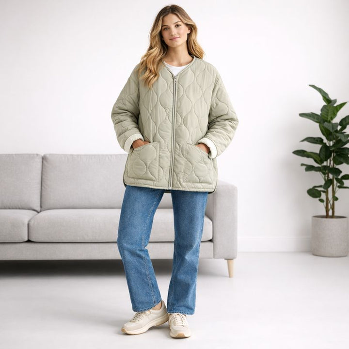 Arden - Collarless Quilted Jacket
