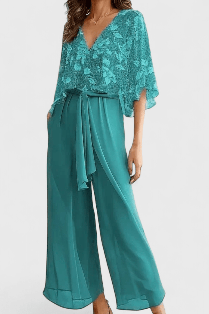Claribel | Textured V-Neck Set