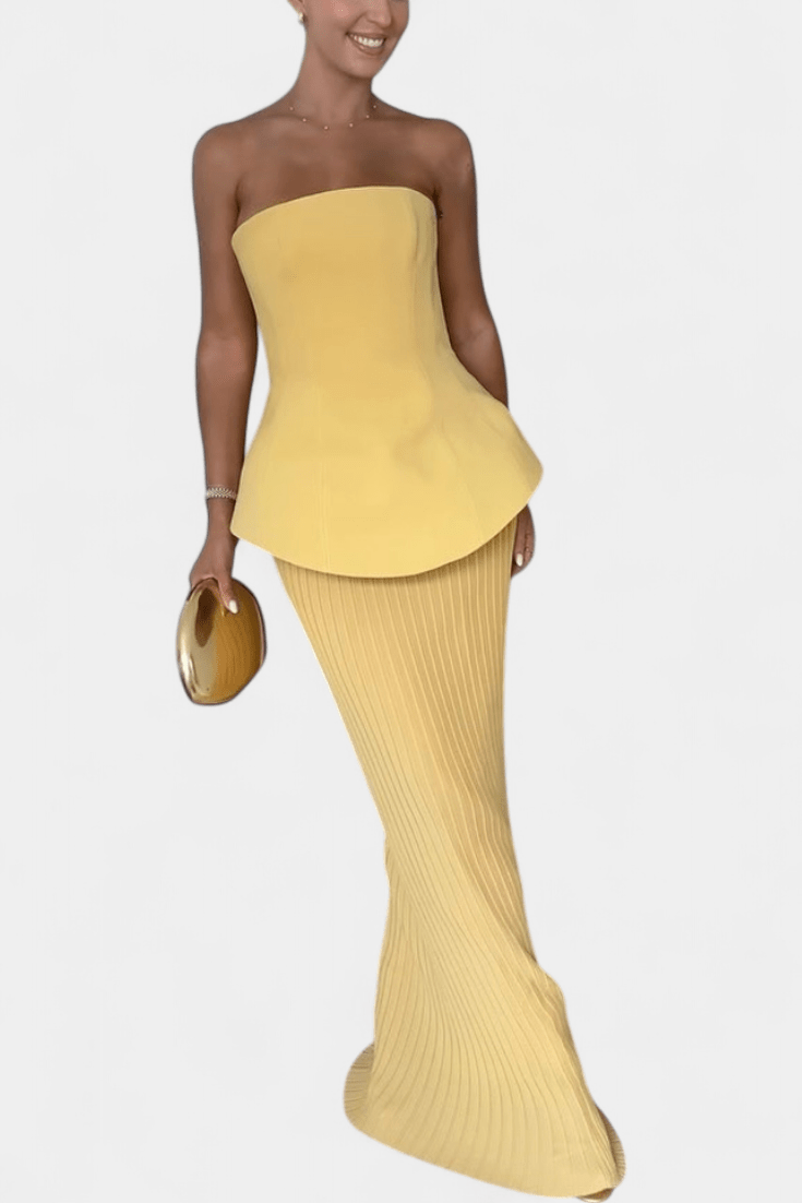 Trinidad | Strapless Pleated Set