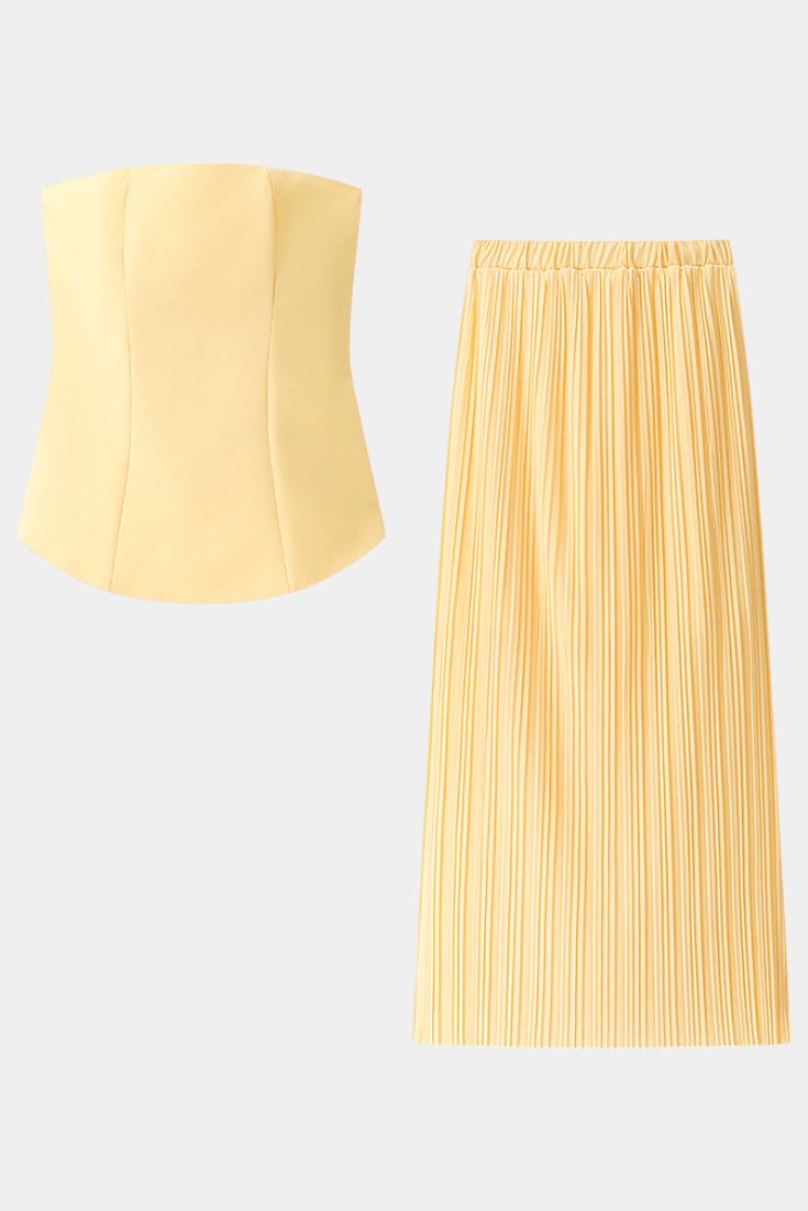 Trinidad | Strapless Pleated Set