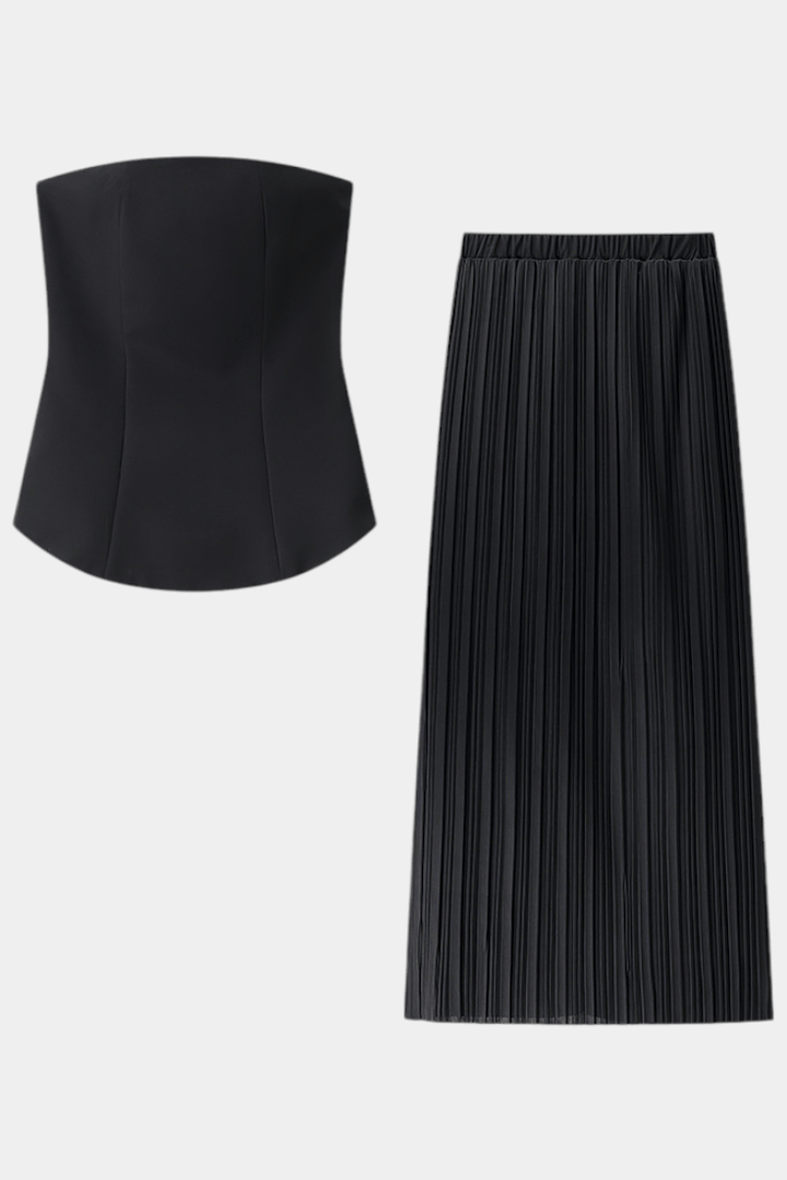 Trinidad | Strapless Pleated Set