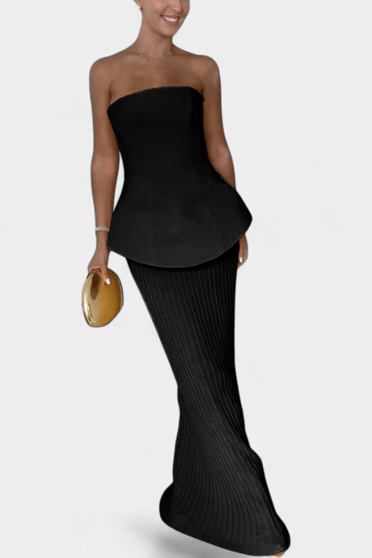 Trinidad | Strapless Pleated Set