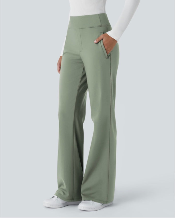Halara Flex™ Mid Rise Side Zipper Pocket Work Flare Pants