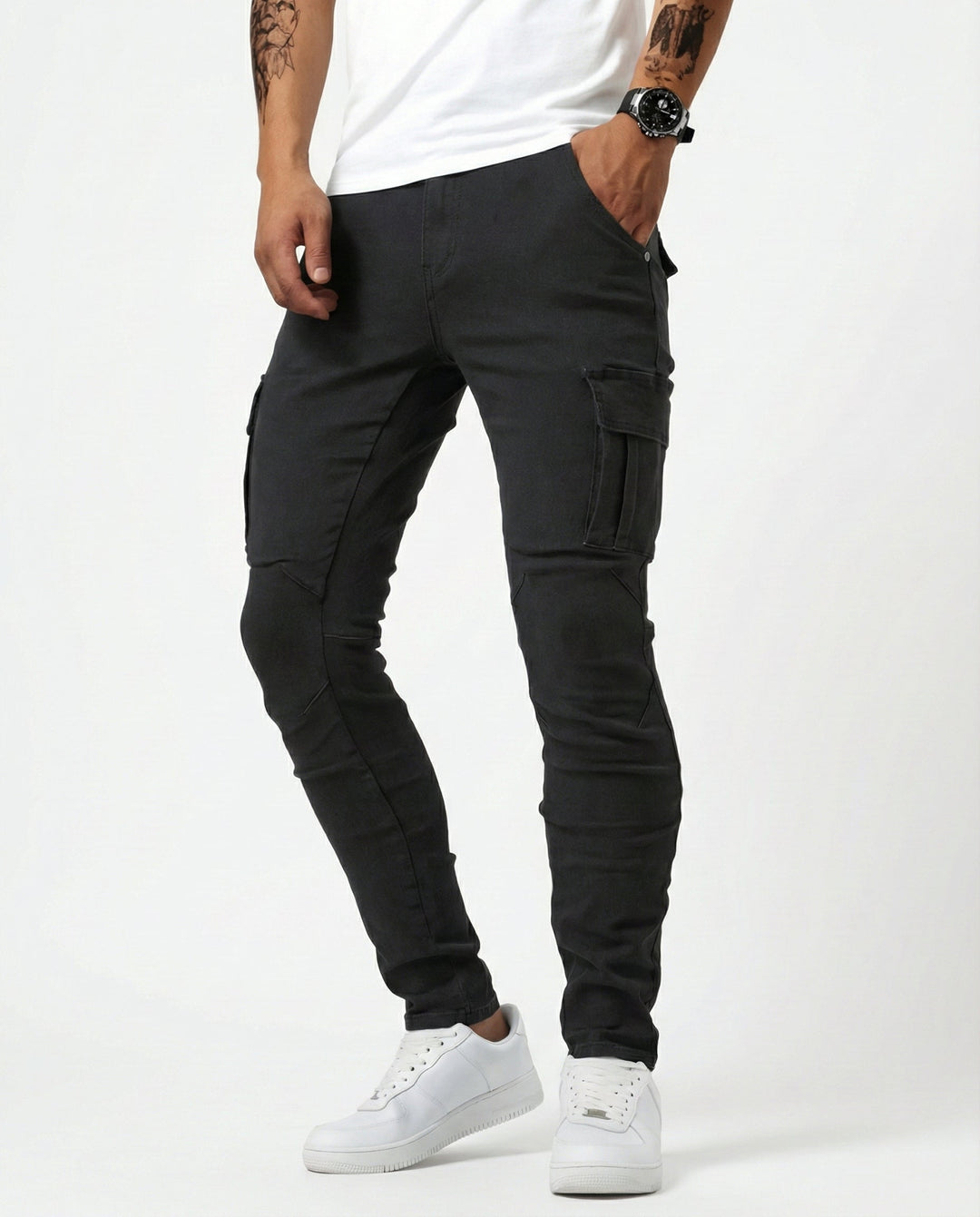 Navy Stretch Cargo Pants