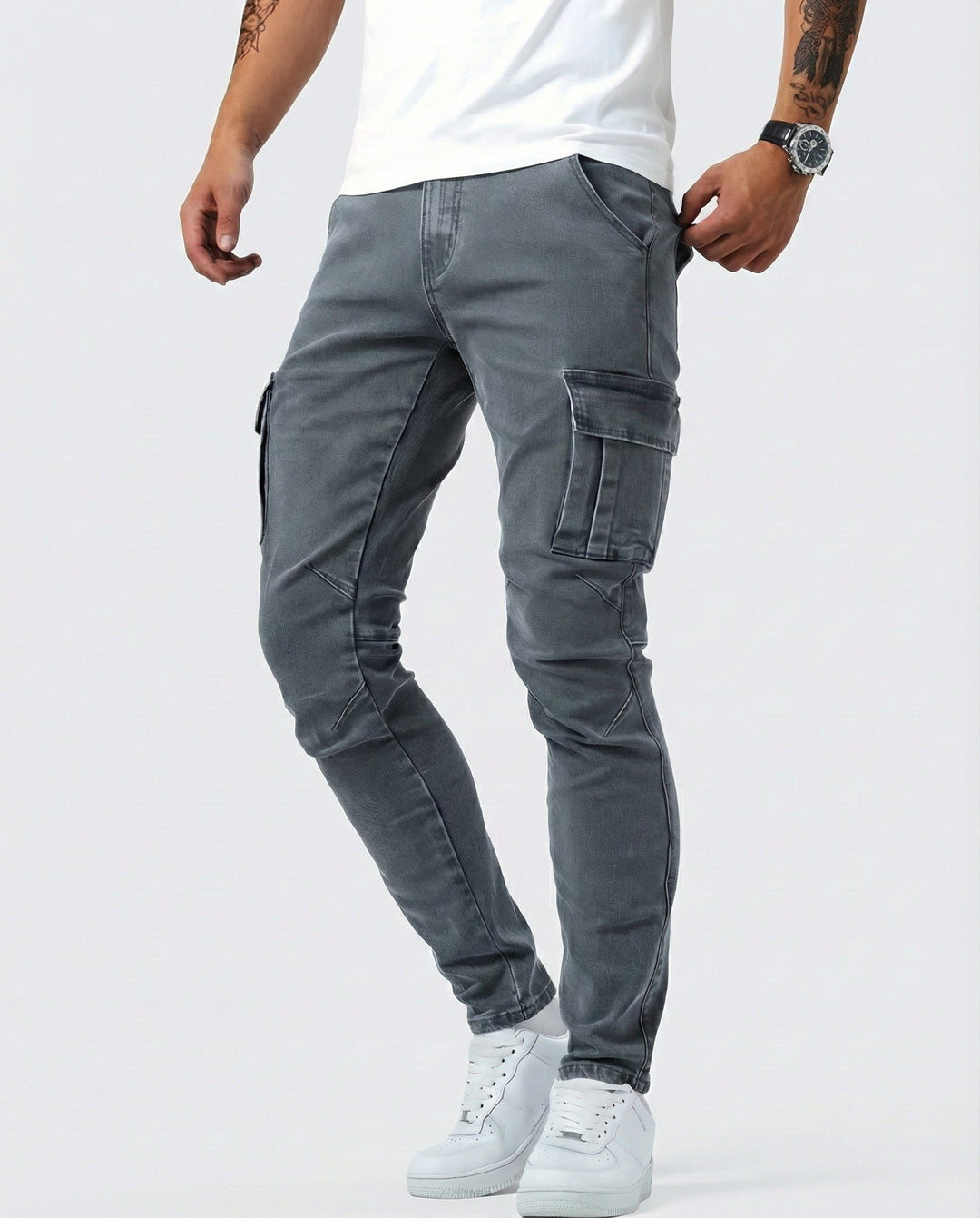 Navy Stretch Cargo Pants
