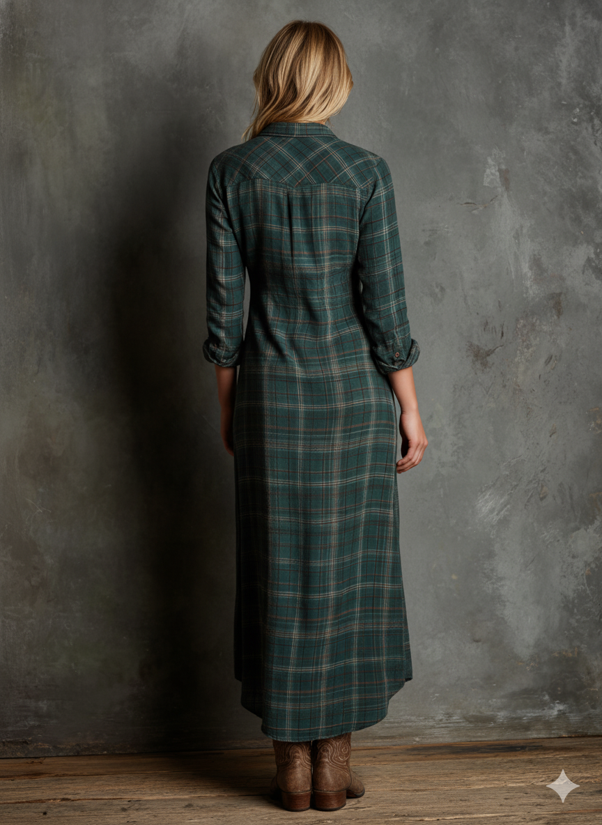 Virela | Plaid Shirt Maxi Dress