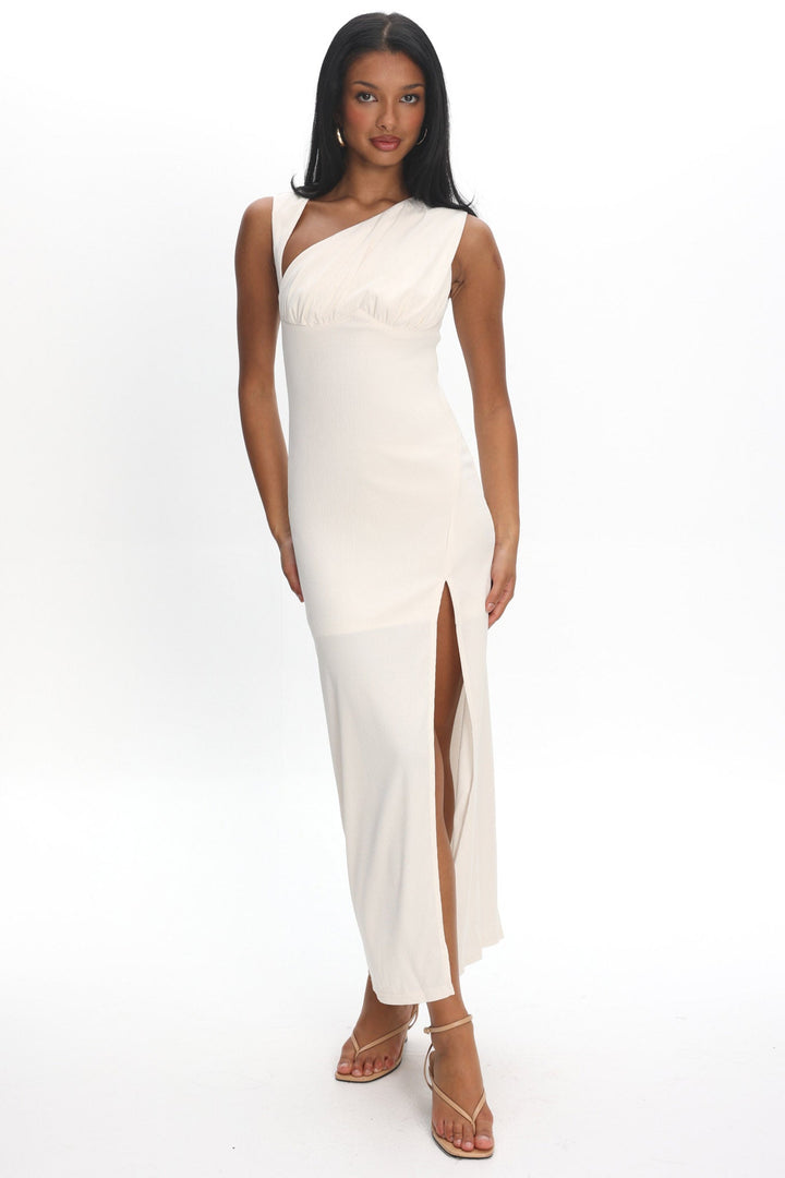 Daleela | Asymmetric Maxi Dress - White