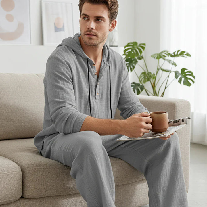 Men’s Casual Hooded Loose Top & Trousers 2-Piece Set