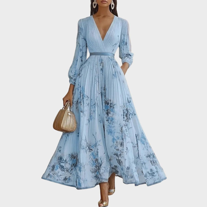 Zavelle | Pleated Floral Maxi Dress