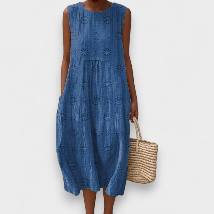 Nina - Textured Cotton Midi Dress